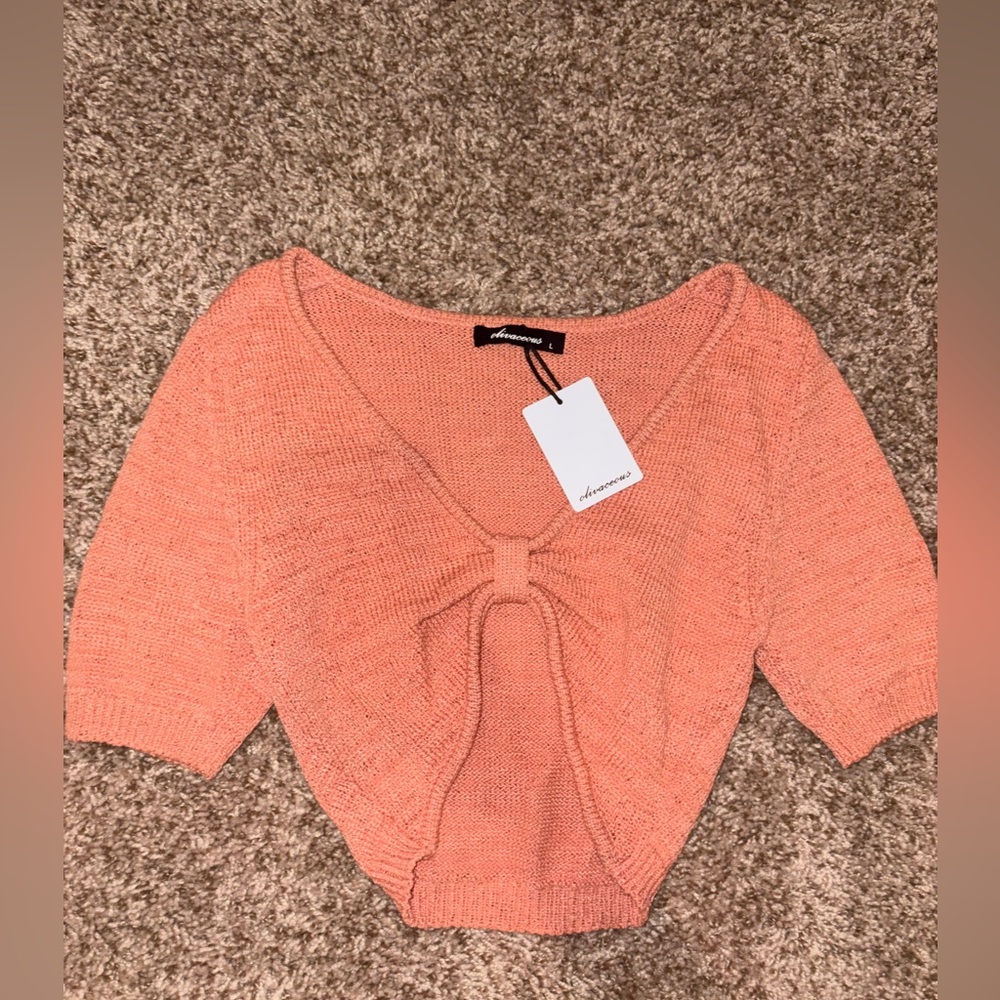 Coral Knit Cropped Shirt